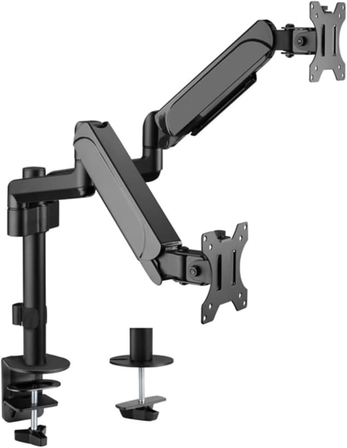 GAMEON Pole-Mounted Gas Spring Dual Monitor Arm, Stand And Mount For Gaming And Office Use, 17" - 32", Each Arm Up To 9 KG, Black - حامل شاشة