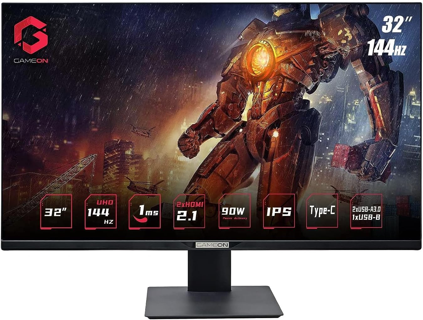 GAMEON GO32UHD144IPS 32" UHD, 144Hz IPS Panel 2.1 HDMI Gaming Monitor - شاشة ألعاب