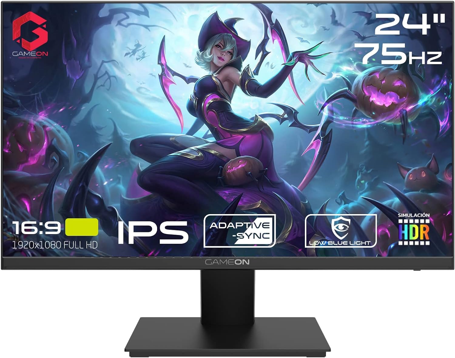 GAMEON GOB24FHD75IPS 24" FHD, 75Hz, 4ms, Flat IPS Gaming Monitor With G-Sync & Free Sync - Black - شاشة ألعاب